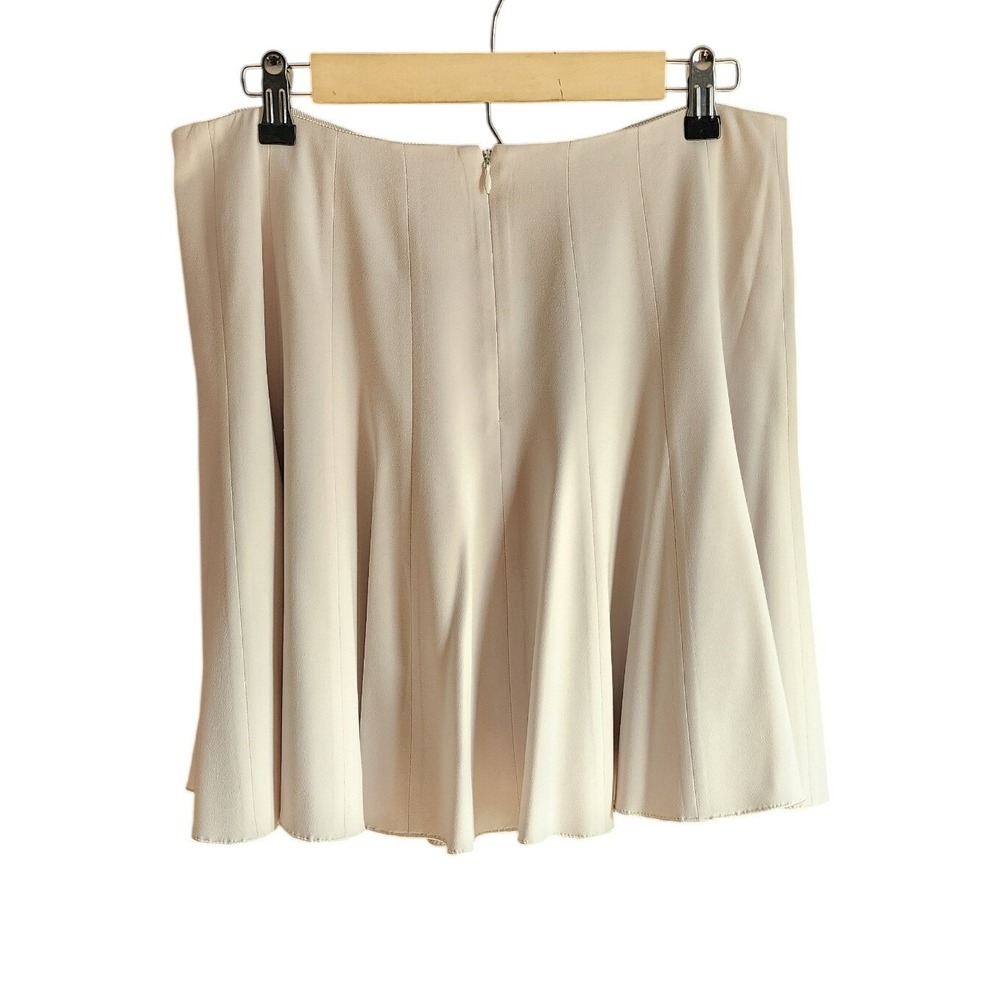 Paule Ka Flared Mini Skirt Women Size 42 Cream Beige Pleated Seam
